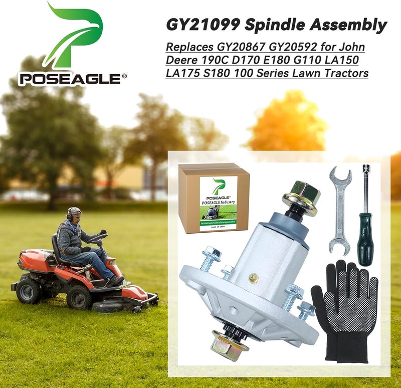 POSEAGLE Pre-Greased GY21099 Spindle Assembly Replaces GY20867 GY20592 for 190C D170 E180 G110 LA150 LA175 S180 100 Series Lawn Tractors - Image 2